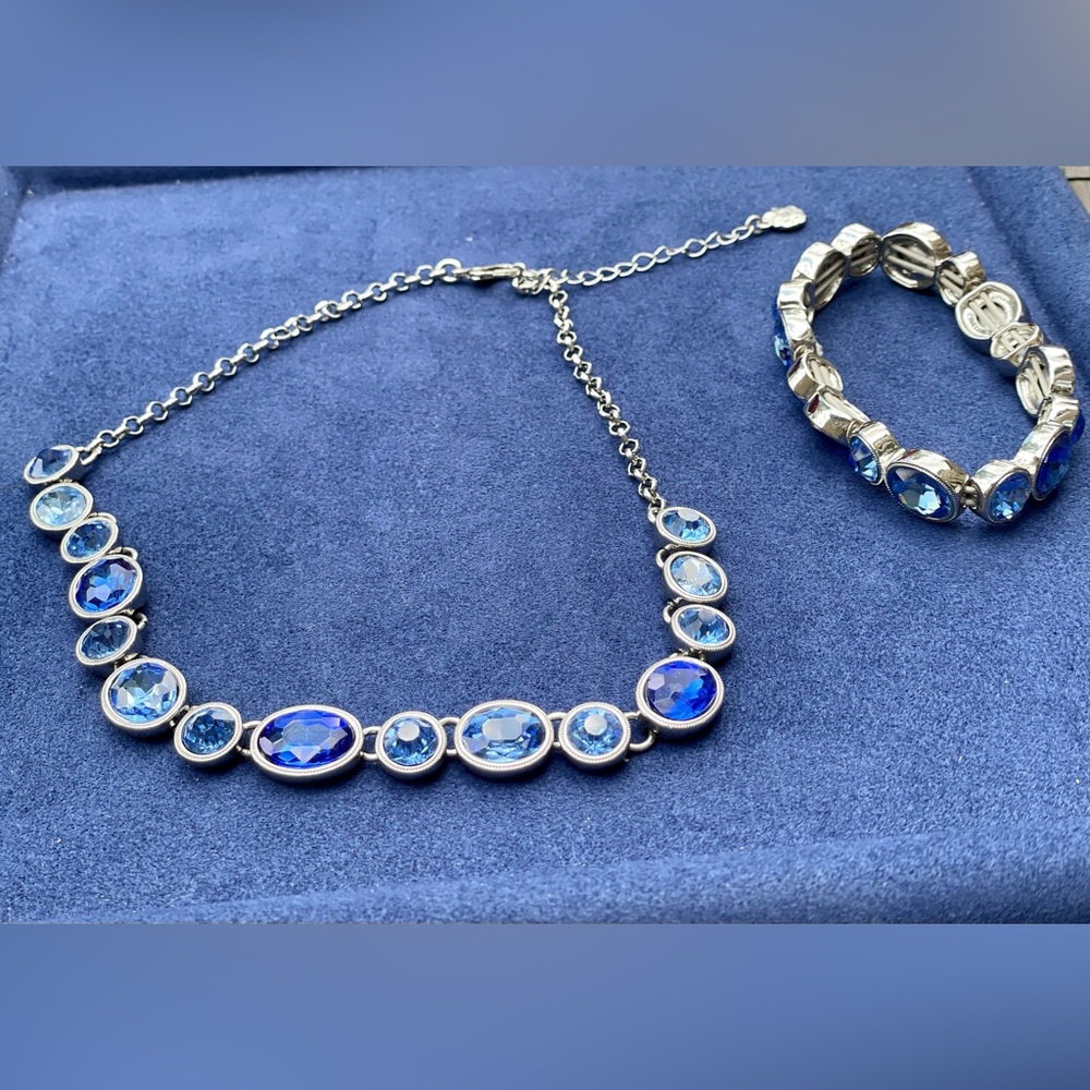 Monet sapphire blue  Rhinestone Necklace & matching bracelet